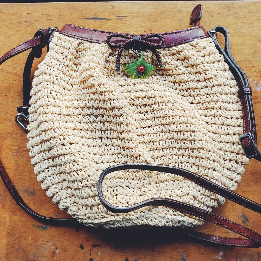 Brighton Bags Raffia Woven Grass Ladybug Purse